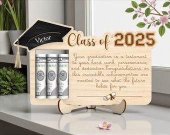 Class of 2025 Money Holder SVG, Graduation Gift Laser Cut File Svg, Personalized Grad Cap Cash Display, Glowforge xTool Cricut, Senior Gift