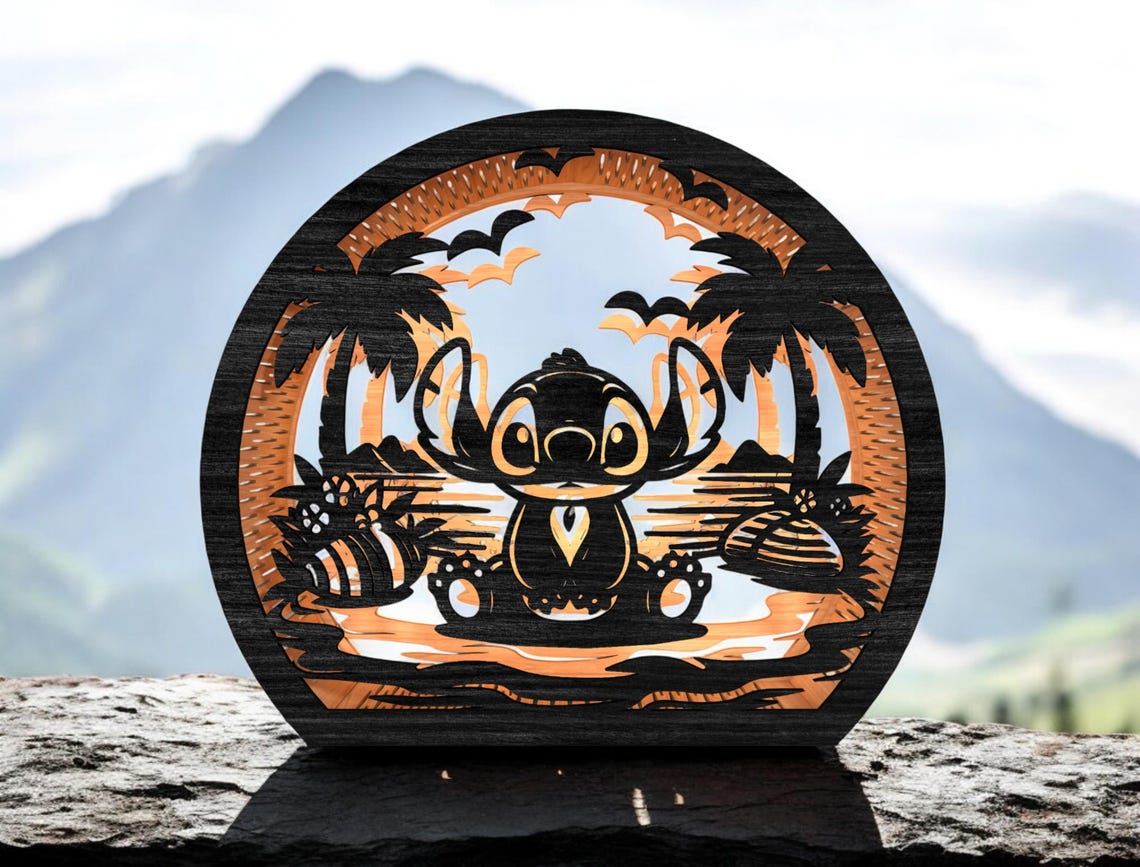 Tropical Alien Island Lantern SVG, Cute Space Creature Beach Shadow Box ...