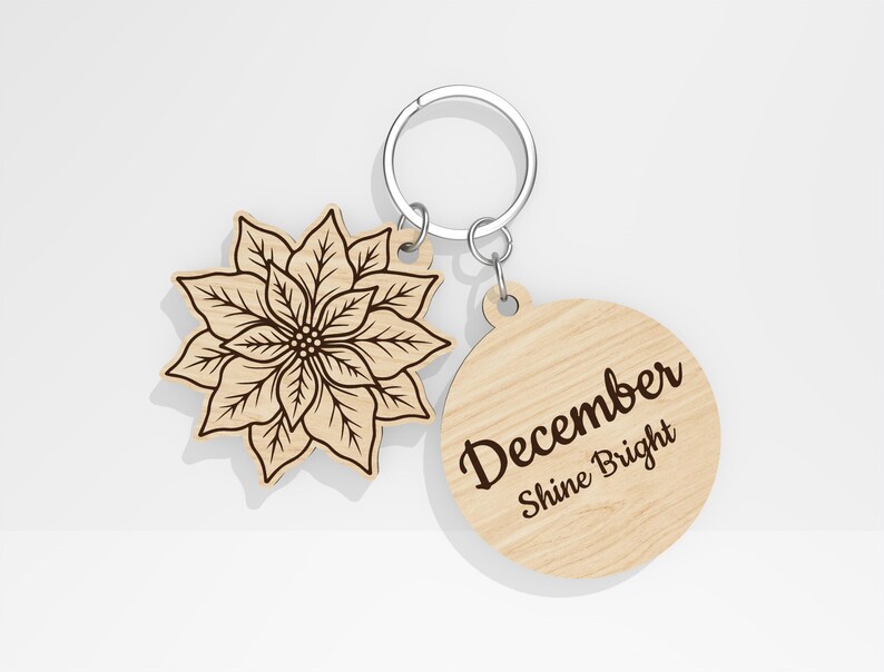 Birth Month Flower Keychain SVG Bundle, 12 Birth Flower Laser Cut Files ...