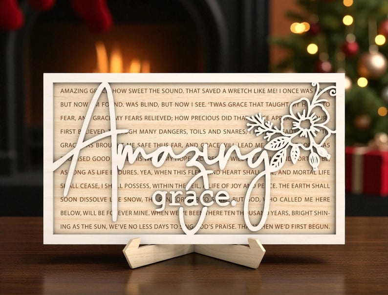 Amazing Grace SVG, Layered Rectangular Christian Sign SVG, Hymn Lyrics ...