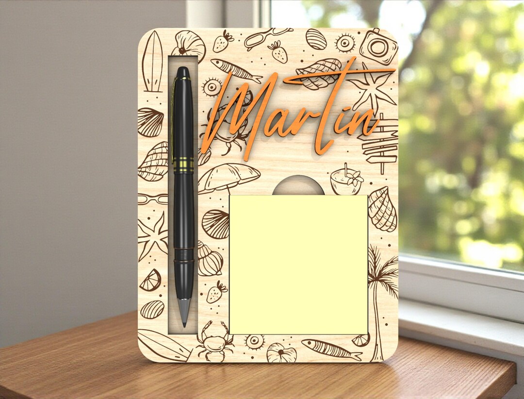 Beach Vacation Sticky Note Holder SVG, Summer Desk Organizer With Pen ...