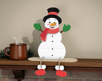 Snowman Shelf Sitter SVG, Christmas Laser Cut File, Glowforge svg files, Wooden Holiday Decor svg, Christmas Table Decoration svg