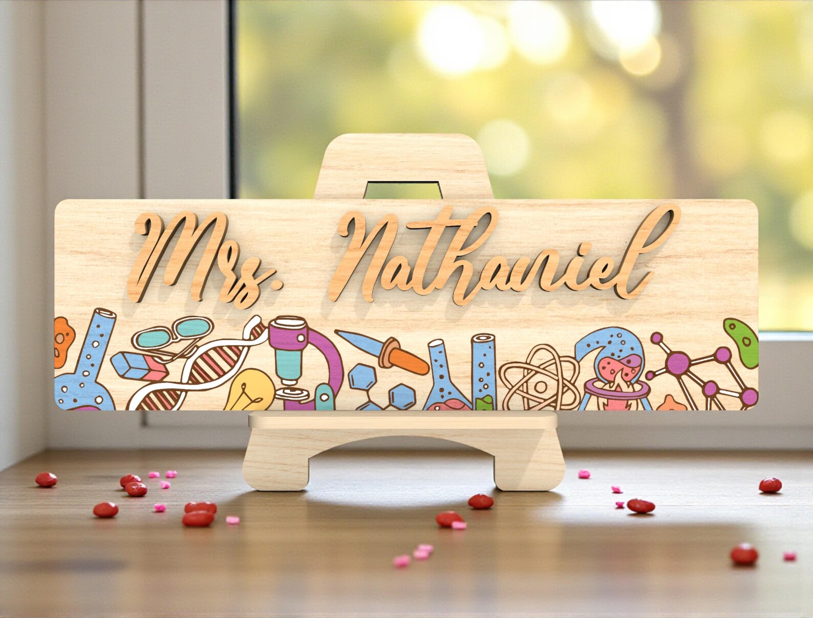 Science Teacher Desk Name Plate SVG, Chemistry Biology Classroom Sign ...