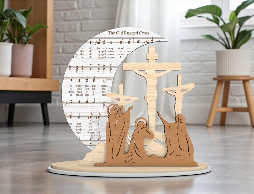 Easter Rugged Cross Old Rugged Cross SVG, Easter Hymn Laser Cut File Svg,crosses Moon Scene ...