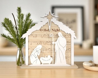 Nativity Scene SVG: Christmas Music Sheet Laser Cut File (Digital Download)