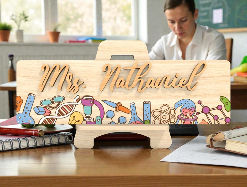 Science Teacher Desk Name Plate SVG, Chemistry Biology Classroom Sign ...