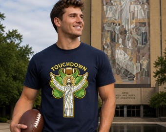 South Bend Touchdown Shirt, Football Jesus Tee, Game Day Christian Sports Fan Gift, Vintage College Football Graphic TShirt