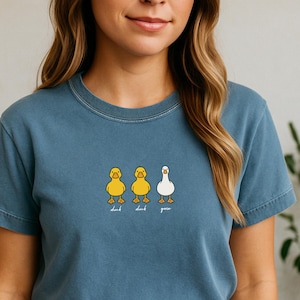 Camiseta divertida con estampado de pato, ganso y colores cómodos, camiseta minimalista humorística con estampado de animales para mujer, camiseta con dibujo de ganso y juego de palabras, regalo