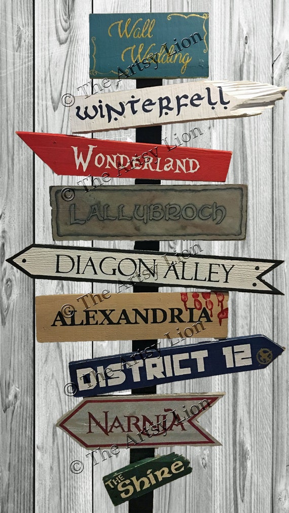 Fictional locations Sign directional favorite places | Etsy