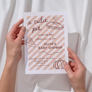 Cutie Pie Baby Shower Invitation, A Little Cutie Pie is on the Way, Editable Baby Shower Invite, Canva Template, Digital Download