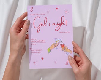 Girls' Night Out Invitation, Editable Party Invite, Canva Template, Ladies Night Digital Download, Cocktail Party, Printable 5x7