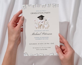 Editable Dental Graduation Invitation, Dental School, Dentist, or Assistant Graduation Party Invite, Printable Template