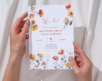 Watercolor Floral Wedding Invitation, Editable Wedding Invite Template, Printable Digital Wedding Suite, We Do Invitation