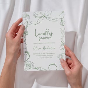 Locally Grown Baby Shower Invitation, Editable Farmer’s Market Baby Invite, Rustic Baby Shower Template, Digital Download, Canva Template