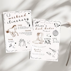 Last Rodeo Bachelorette Invitation, Editable Cowgirl Bach Party Invite, Western Bachelorette Itinerary, Canva Digital Template