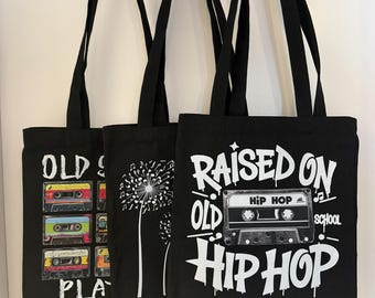 Retro Cassette Tape Tote Bag: Old School Hip Hop Canvas Bag