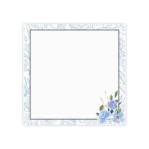 Elegant Floral Note Pads for Organization, Cute Sticky Notes, Office Stationery, Gift for Her, Blue Flower Designs