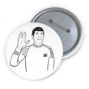Live Long and Prosper! Mr. Spock Vulcan Greeting Button, Star Trek Pin, Sci-Fi Fan Badge, Geeky Pop Culture Accessory