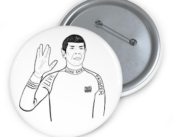 Live Long and Prosper! Mr. Spock Vulcan Greeting Button, Star Trek Pin, Sci-Fi Fan Badge, Geeky Pop Culture Accessory