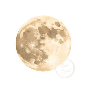 Pacchetto di 12 clipart di luna piena, illustrazione PNG ad alta risoluzione, sfondo trasparente 300 DPI, uso commerciale