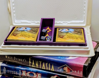 Disney Lorcana VHS Deck Box – Retro Clamshell Case with Pull-Out Tray – Custom Card Storage for 60 Sleeved TCG Cards