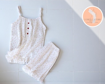 Pigiama in garza di cotone / Pigiama estivo senza maniche