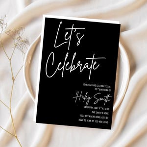 Let&#39;s Celebrate Birthday Party invitation | birthday invites | happy birthday| invitations|Simple| invitations |pink bows| Classy| Modern|