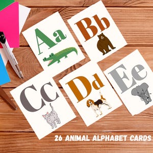 26 ABC Tier Lernkarten, Lernkarten, A-Z Karten, ABC lernen, Alphabet Karte, Kinder Alphabet, Montessori Karten, digitaler Download