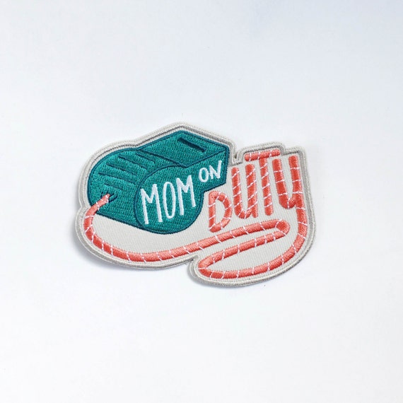 Mom On Duty Iron On Patch Etsy 