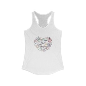 Canotta a forma di cuore con scritta "Travel Love Visa Stump", da donna, con schiena scoperta, perfetta per le vacanze, l'estate, le giornate in spiaggia, per gli avventurieri, idea regalo