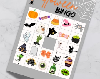 Halloween Bingo Card - Gray Background Printable