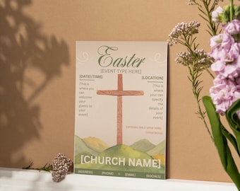 Christian Easter Event Invitation/Printable/Social Media Post | Easter Charity | Easter Service | Double-Sided | Customizable |