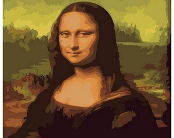 Mona Lisa Paint by Number Kit, Da Vinci DIY Kit Painting on canvas, Adult Coloring Gifts, Stay Home Art Idea relaxing activity