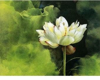Lotus Flower Paint by Number Kit, Water Lily DIY kit Painting on canvas Wall Art coloring by number DIY Gift Painting for Adult Decor idea