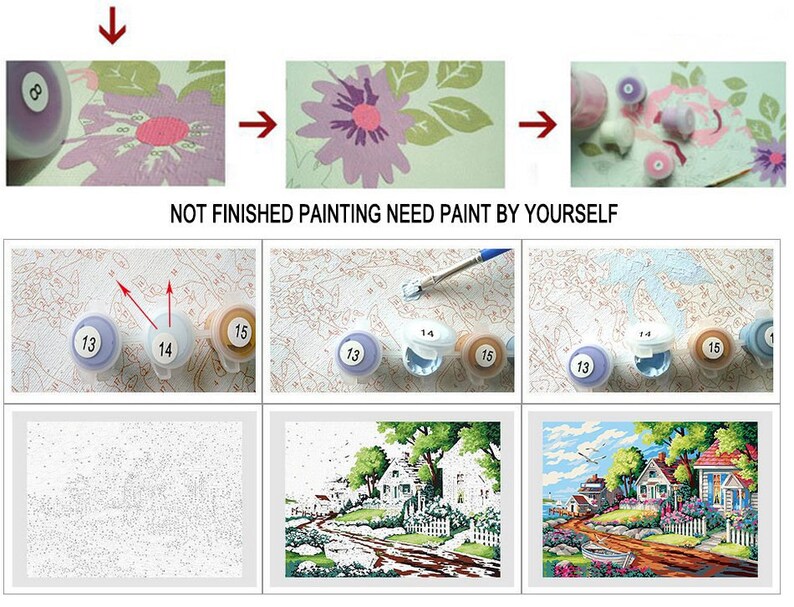 Paint by Number Kit, Spring Flowers on chair DIY Kit Still Life Painting on canvas, Adult Stay Home DIY Art Idea, Relaxing Activity image 8