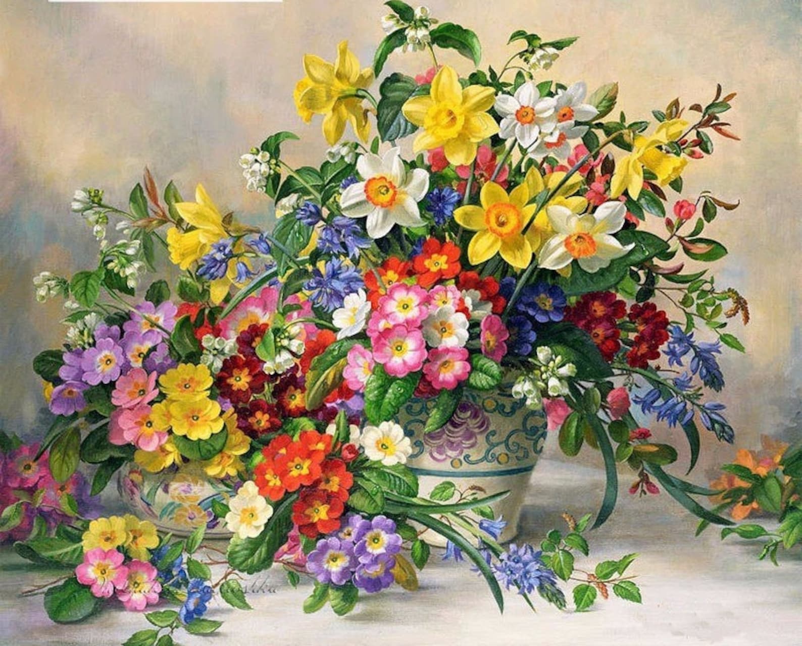 Mix Flowers 5D DIY Diamond Painting Kit Floral Still Life image 1.