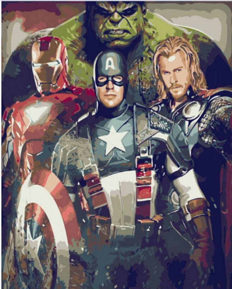 Captain America DIY Kit Painting The Avengers painting on canvas paint Craft DIY Gift Painting idea Paint by Number Kit