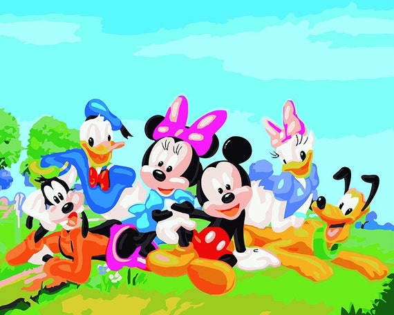Personajes de dibujos animados Paint by Number Kit Mickey - Etsy España Personajes de dibujos animados Paint by Number Kit Mickey - Etsy España