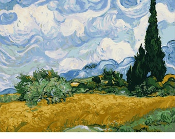 Landschapsverf op nummer Kit, Vincent Van Gogh schilderij DIY-kits voor volwassenen Schilderen op canvas knutselpakket Cadeau, familieactiviteiten 16*20"