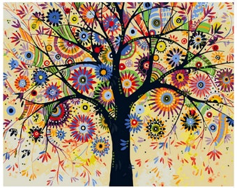 Paint by Number Kit, Abstract Tree DIY Kit Schilderen op canvas, Adult Best Friend Kleurgeschenken, Ontspannende activiteit