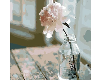 Carnation Flower Paint by number Kit, Flower still life DIY Kit Painting by number, adult stay home art gift, DIY Paint Kit,