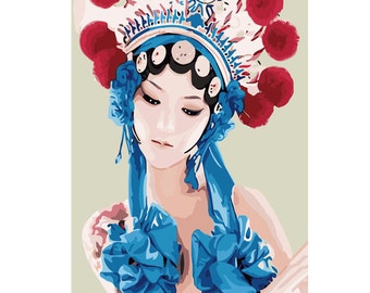 Paint by Numbers Kit, Chinese Opera Actress DIY Kit Painting on canvas