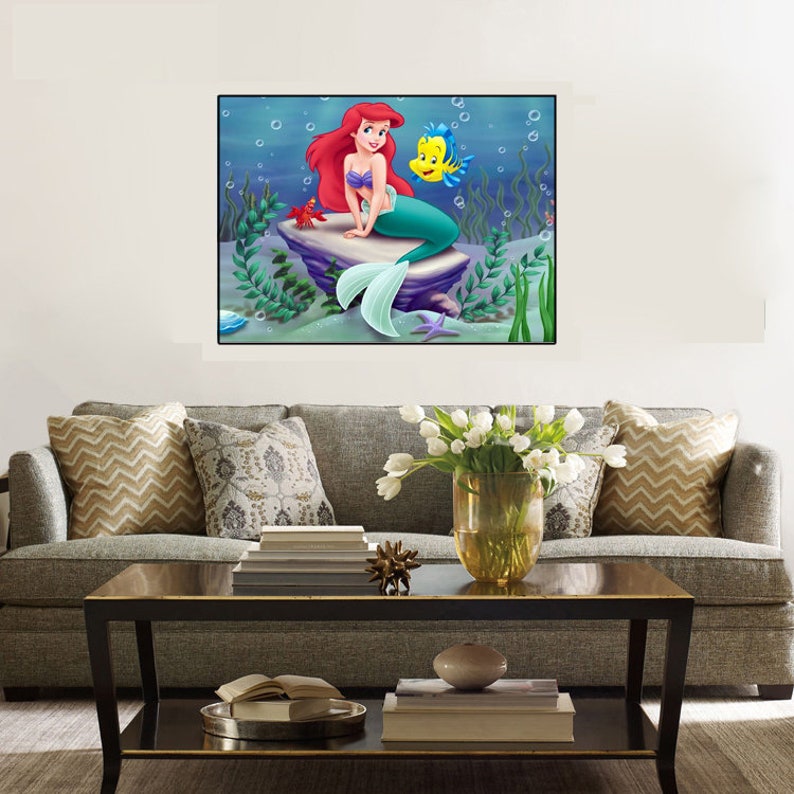 Mermaid Paint by Number Kit Disney Cartoon characters DIY Etsy