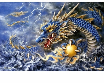 Dragon Diamond schilderij Mozaïek kunst kit Chinese Blauwe Draak Vierkante Diamond Mozaïek DIY Kit