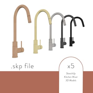 Modelos 3D de misturadores de cozinha do SketchUp - 5 modelos de alta qualidade | Texturas reais, modernos e prontos para componentes.