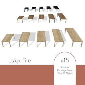 SketchUp 3D Dining Table Models: Modern Oak, Walnut, Black (SKP File)