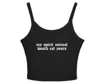Mi espíritu animal se comería el tuyo, camiseta sin mangas, divertida camiseta de tirantes finos para mujer, atuendo de verano, regalo bonito, perfecta para festivales