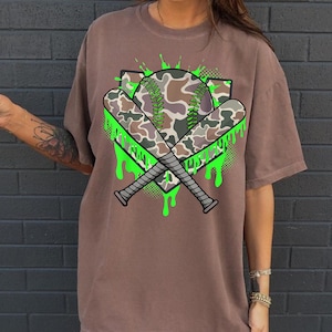 Camo Baseball Ice Cream Drip Png, Sublimation Design, Baseball Drip Camo Boys Png, Ice Cream Drip Camo Png, Camo Baseball Bats Boys Png