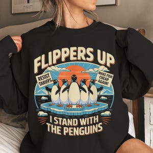 Lustiger Widerstands-Pinguine-Protest gegen Zölle PNG, Pinguin-Einheitszeichen Png, satirische Anti-Tarif-Vibe-Clip-Datei