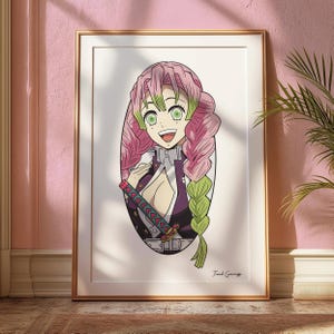 Mitsuri Kanroji Art Print | Demon Slayer Fan Art | Anime-Inspired Wall Decor | Love Hashira Artwork | Perfect Gift for Anime Fans